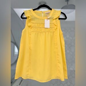 Skies Are Blue Yellow Ruffle Blouse